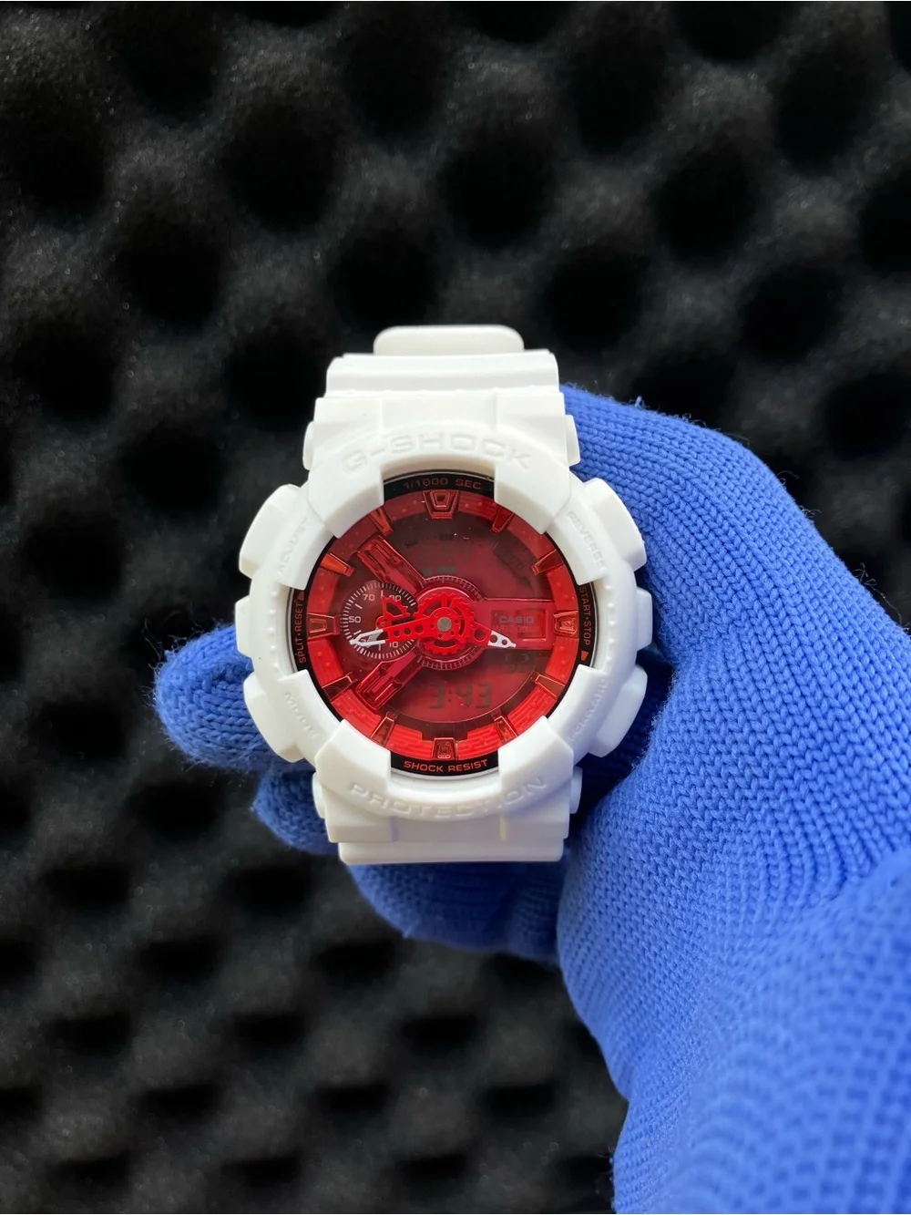 Custom G Shock White with red dial style colorway